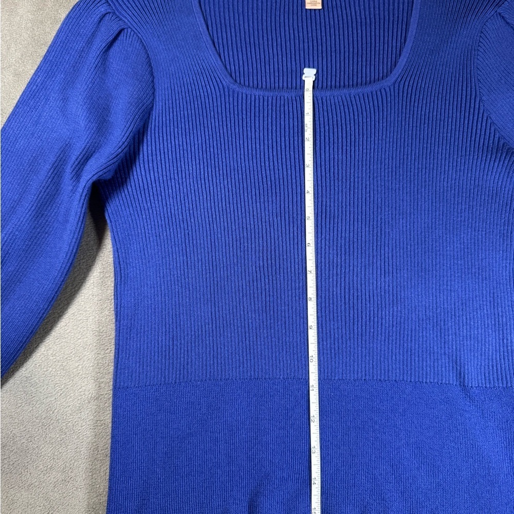 Philosophy Ribbed Royal Blue Sweater Shirt with Puffy Sleeves - Picture 5 of 12